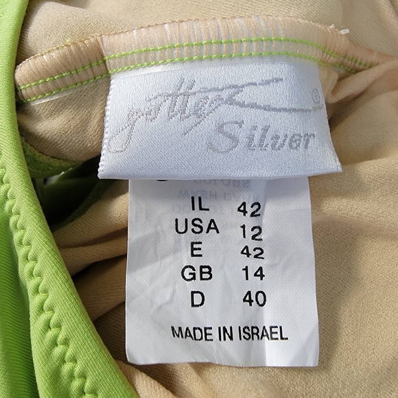 GOTTEX SILVER ♡ Gorgeous 1pc Lime Green Low V Front Cross Wrap Lined Swimsuit 12 - Picture 14 of 17